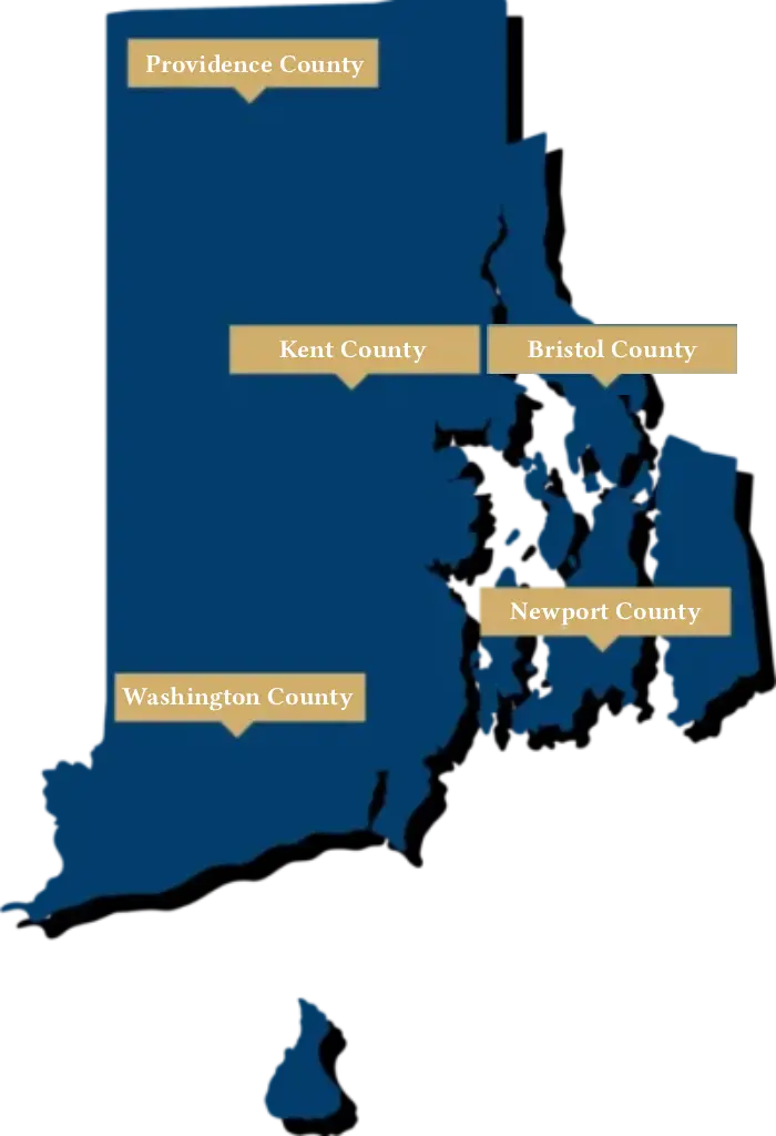 Map of the Counties and Cities Bank & Munns Serve - Bank & Munns - Rhode Island Criminal Defense Lawyer